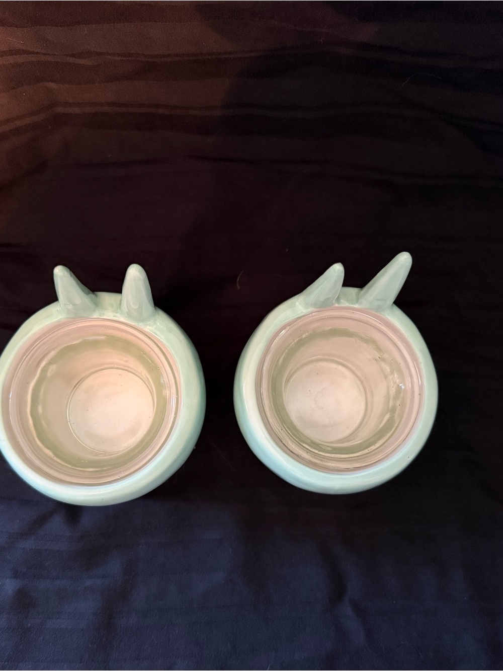 Pair of Green Ceramic Bunny Planters - Picture 4 of 4